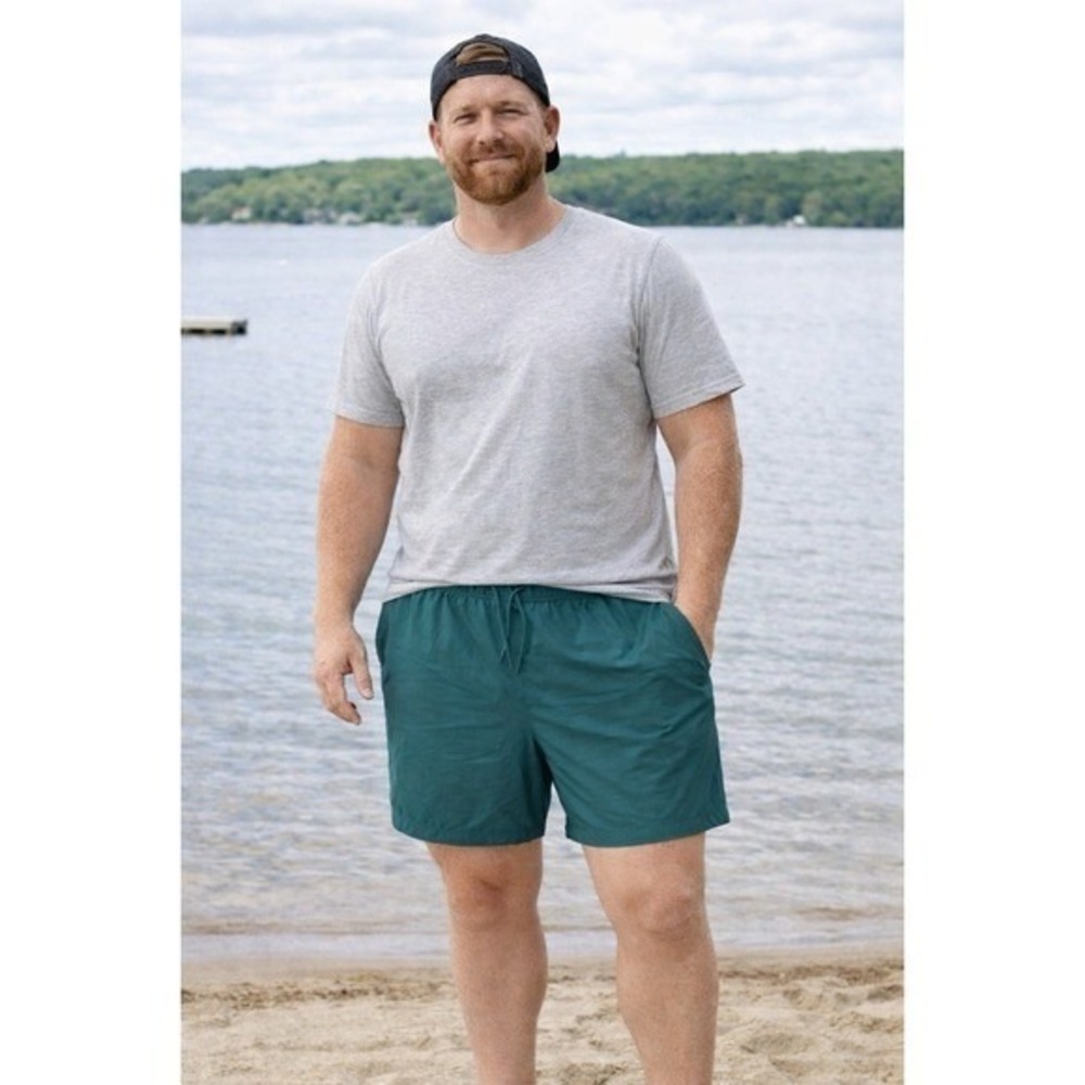 Original‎ Use Pull On Shorts Men's XXL Mesh Lined Swim Green quick dry trunks
